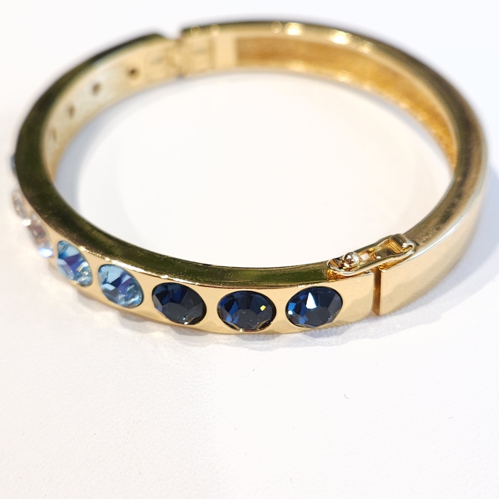 Christian Dior Bracelet Vintage Swarovski Blue Crystal Chr.Dior Gold Bracelet - Picture 13 of 16